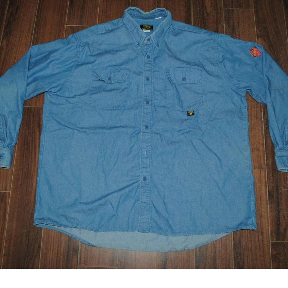 Kel Tek Denim Safety Apparel Button Up Long Sleeve Shirt 58" Chest